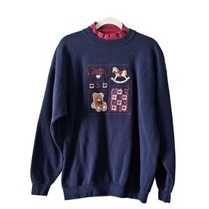 Vintage Pleasant Shade Women's Size 2XL Blue Granny Country Heartland Sweatshirt